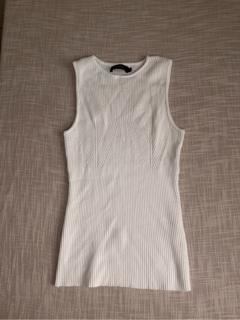 Zesica White Ribbed Knit Sleeveless Sweater Tank Top XL